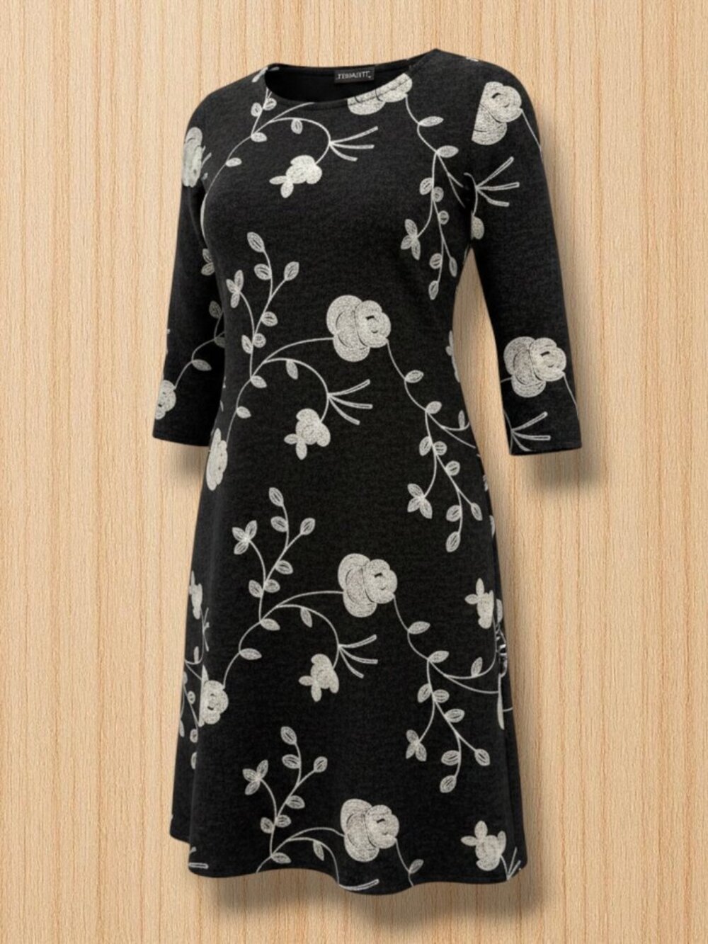 Zermatt Floral Embroidered Wool Blend Alpine Midi Dress Size 2XL 50